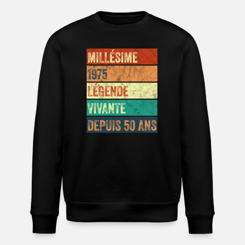 Millésime 1975 Légende - Sweat bio ROLLER Stanley/Stella Unisexe - noir