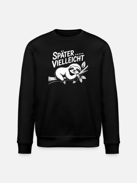 Lustiges Faultier - später vielleicht - Stanley/Stella Unisex Bio-Sweatshirt ROLLER - Schwarz
