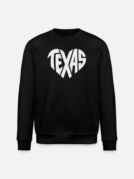 Texas Heart Typography - Stanley/Stella ROLLER Unisex Organic Sweatshirt - black