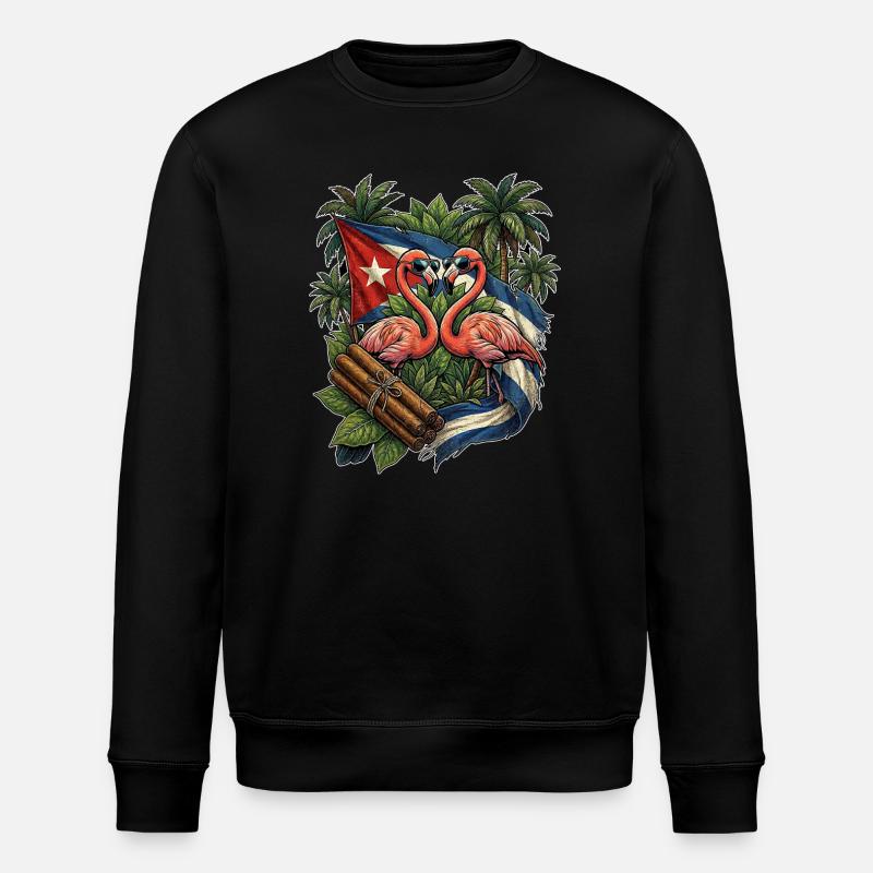 Flamant flamant drapeau cubain - Sweat bio ROLLER Stanley/Stella Unisexe - noir