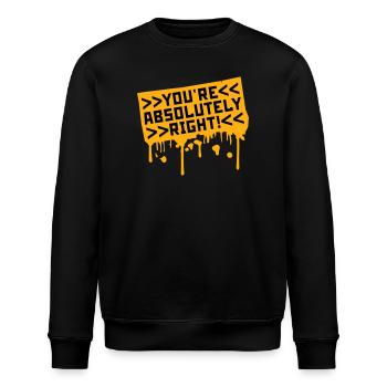 You're Absolutely Right Funny Sarcastic AI Logo - Stanley/Stella ROLLER Unisex Organic Sweatshirt - black - Front - Nik (191cm)