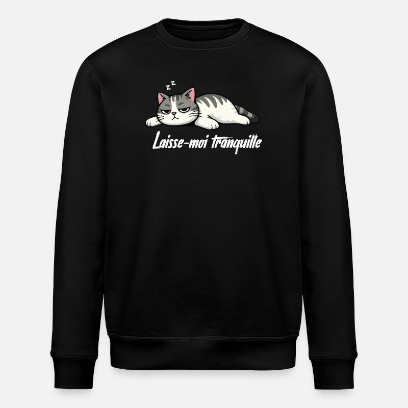 T-shirt Chat Laisse-moi tranquille drôle - Sweat bio ROLLER Stanley/Stella Unisexe - noir