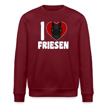 Ich liebe Friesen - Pferdeherz - Stanley/Stella Unisex Bio-Sweatshirt ROLLER - Burgunderrot - Vorne - Nik (191cm)