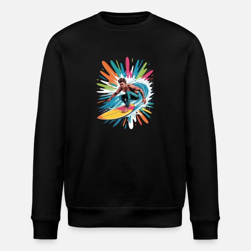 Colorful Surfer Watercolors Splashes Graffiti - Stanley/Stella ROLLER Unisex Organic Sweatshirt - black