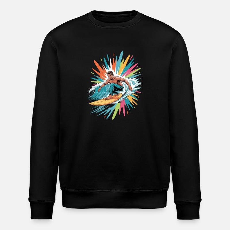 Colorful Surfer Watercolors Splashes Graffiti - Stanley/Stella ROLLER Unisex Organic Sweatshirt - black
