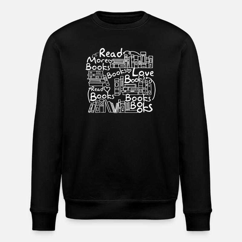 Stacked Books Sketch - Stanley/Stella ROLLER Unisex Organic Sweatshirt - black