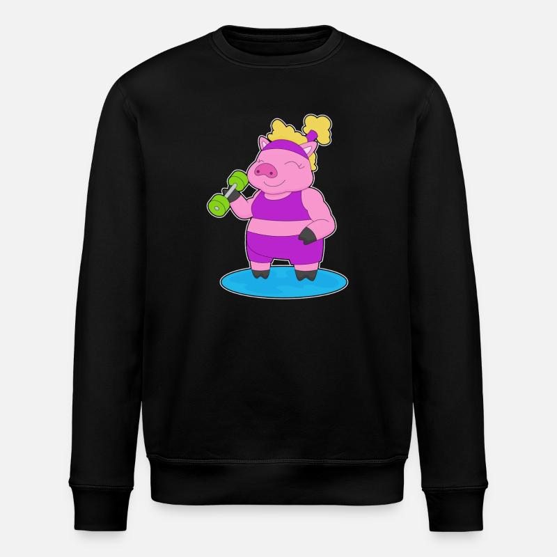 Bodybuilder cochon avec haltères - Sweat bio ROLLER Stanley/Stella Unisexe - noir
