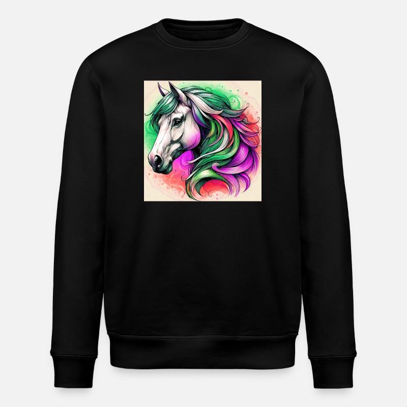 Pferd - Stanley/Stella Unisex Bio-Sweatshirt ROLLER - Schwarz