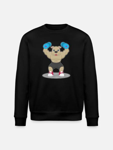 Dog Bodybuilder Dumbbells Bodybuilding - Stanley/Stella ROLLER Unisex Organic Sweatshirt - black