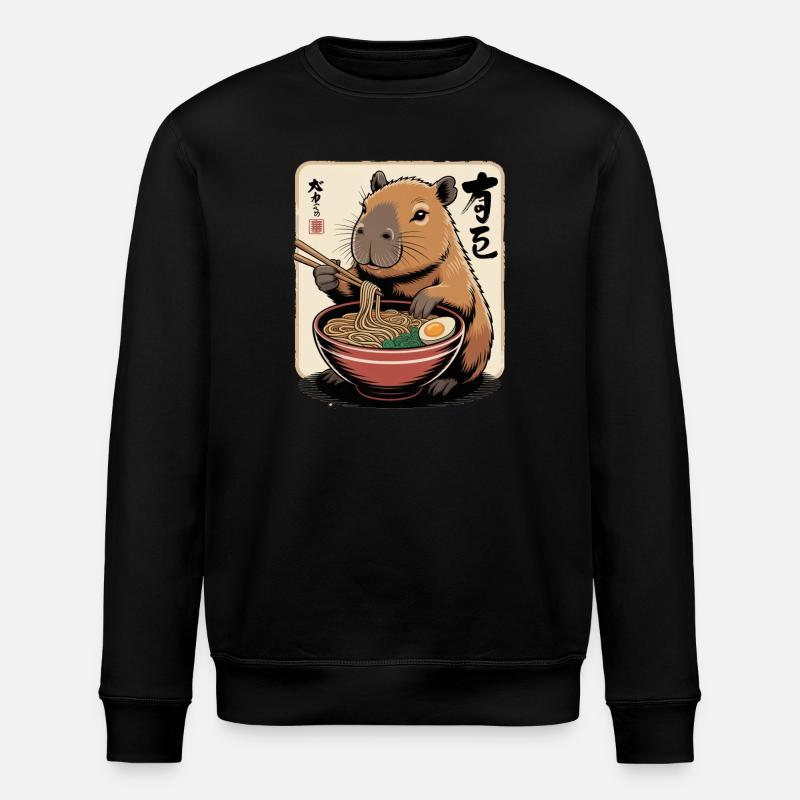 Capybara Ramen Art with Chopsticks - Stanley/Stella ROLLER Unisex Organic Sweatshirt - black