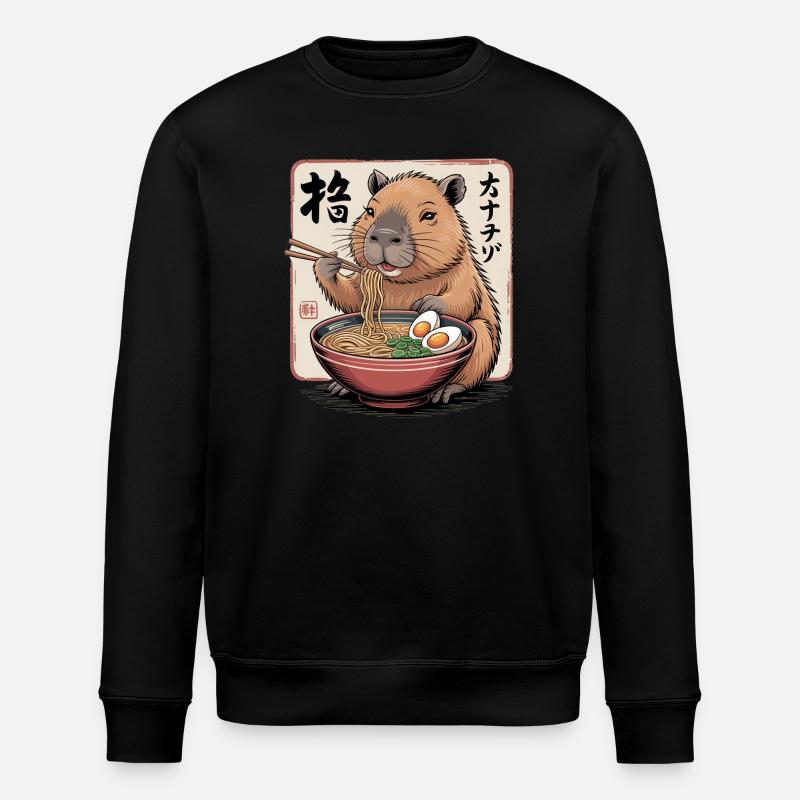 Ramen Capybara Feast - Stanley/Stella ROLLER Unisex Organic Sweatshirt - black