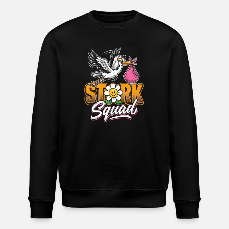 Escouade Cigognes : Merry Stork - Sweat bio ROLLER Stanley/Stella Unisexe - noir