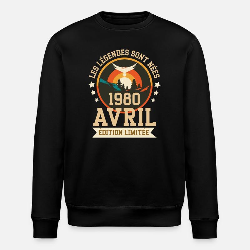 Légende Née Avril 1975 Édition Limitée - Sweat bio ROLLER Stanley/Stella Unisexe - noir
