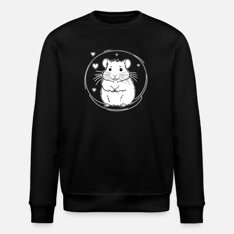 Herz-Hamster im Kreis - Stanley/Stella Unisex Bio-Sweatshirt ROLLER - Schwarz