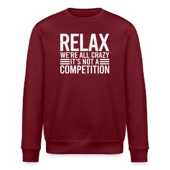 Typographie de citations Relax - Sweat bio ROLLER Stanley/Stella Unisexe - bordeaux - Devant - Nik (191cm)