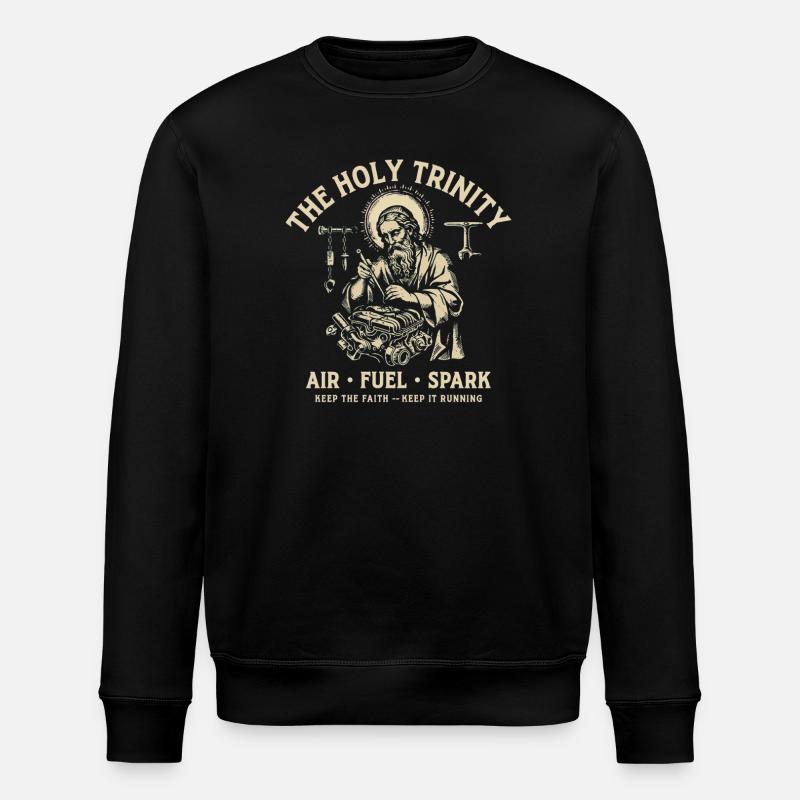 Engine Saint: Holy Trinity Mechanics - Stanley/Stella ROLLER Unisex Organic Sweatshirt - black