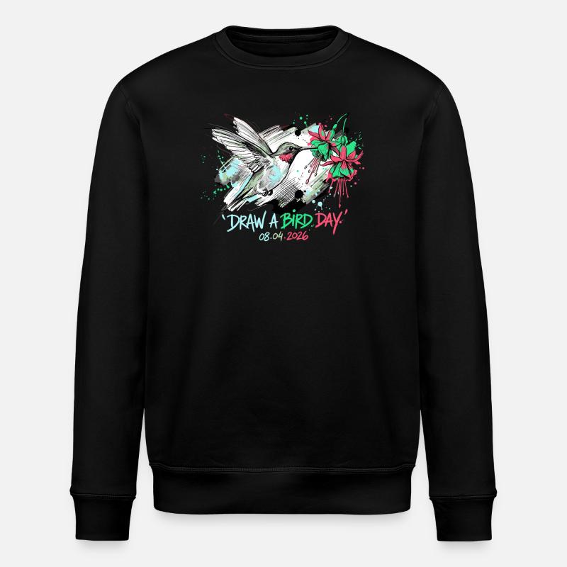 Éclaboussure d’encre colibri avec fleurs - Sweat bio ROLLER Stanley/Stella Unisexe - noir