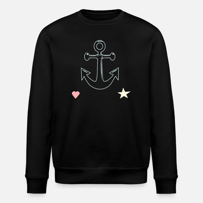 Ankerlinien Motiv Herz Stern - Stanley/Stella Unisex Bio-Sweatshirt ROLLER - Schwarz