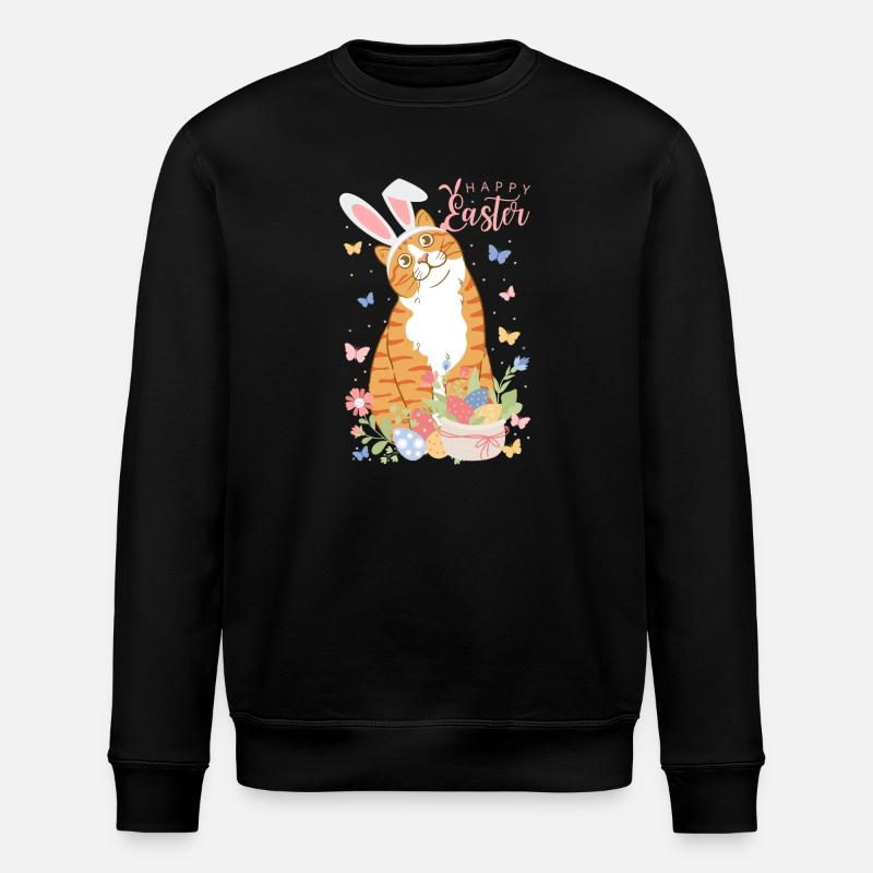 Pastell-Osterhase mit Blumeneiern - Stanley/Stella Unisex Bio-Sweatshirt ROLLER - Schwarz