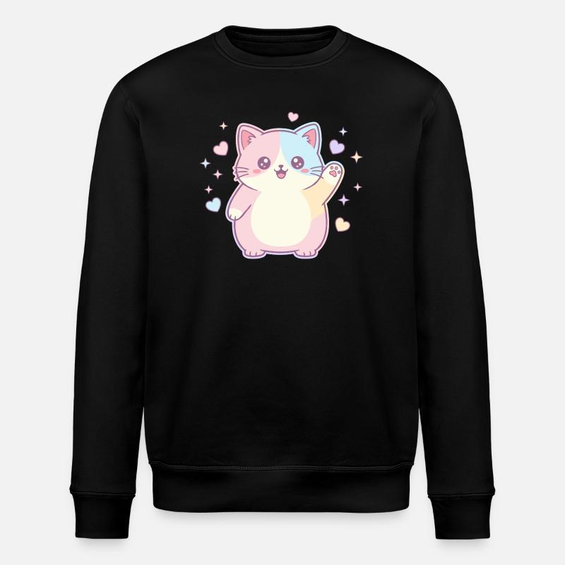 Pastellkätzchen Herzfreude - Stanley/Stella Unisex Bio-Sweatshirt ROLLER - Schwarz