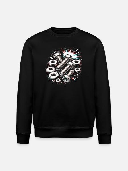 Bolts Nuts Mechanic Tool Design - Stanley/Stella ROLLER Unisex Organic Sweatshirt - black