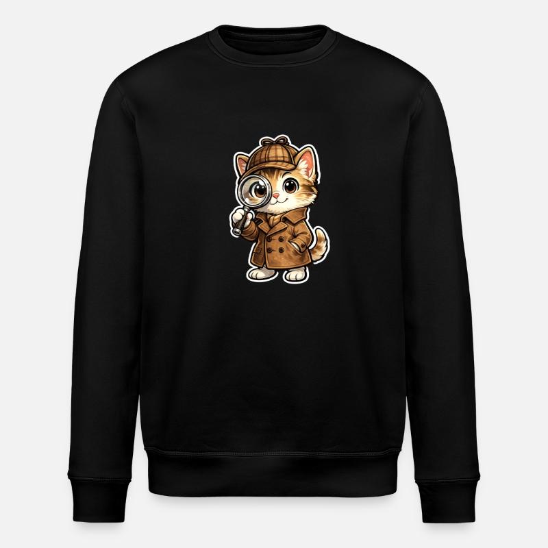 Cat detective with magnifying glass - Stanley/Stella ROLLER Unisex Organic Sweatshirt - black