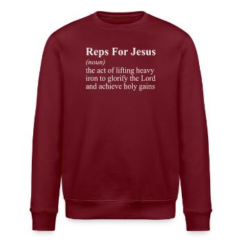 Représentants pour Jesus Men Religious - Sweat bio ROLLER Stanley/Stella Unisexe - bordeaux - Devant - Nik (191cm)
