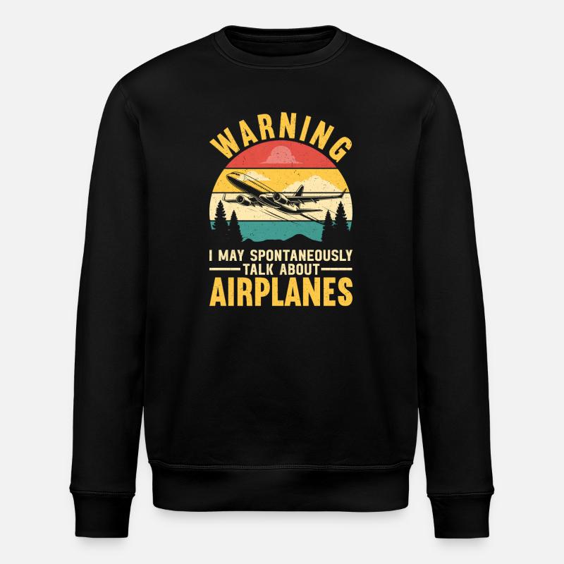 Flugzeug Flug Pilot Flugzeug Fluggesellschaft - Stanley/Stella Unisex Bio-Sweatshirt ROLLER - Schwarz