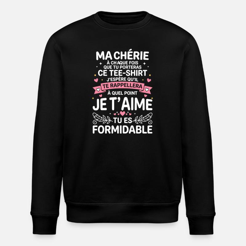 Message d'amour sur Tee shirt - Sweat bio ROLLER Stanley/Stella Unisexe - noir