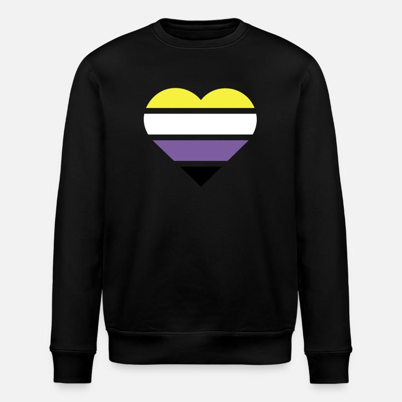 Pride Flag Heart · Nonbinary - Stanley/Stella ROLLER Unisex Organic Sweatshirt - black
