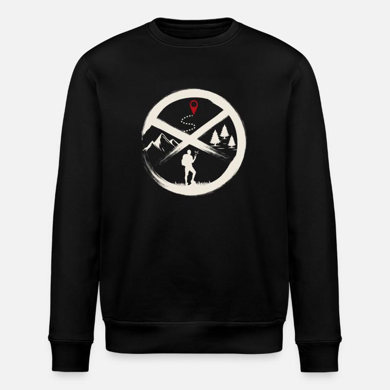 Geocaching Hiker Nature Map Pin Art - Stanley/Stella Unisex Bio-Sweatshirt ROLLER - Schwarz