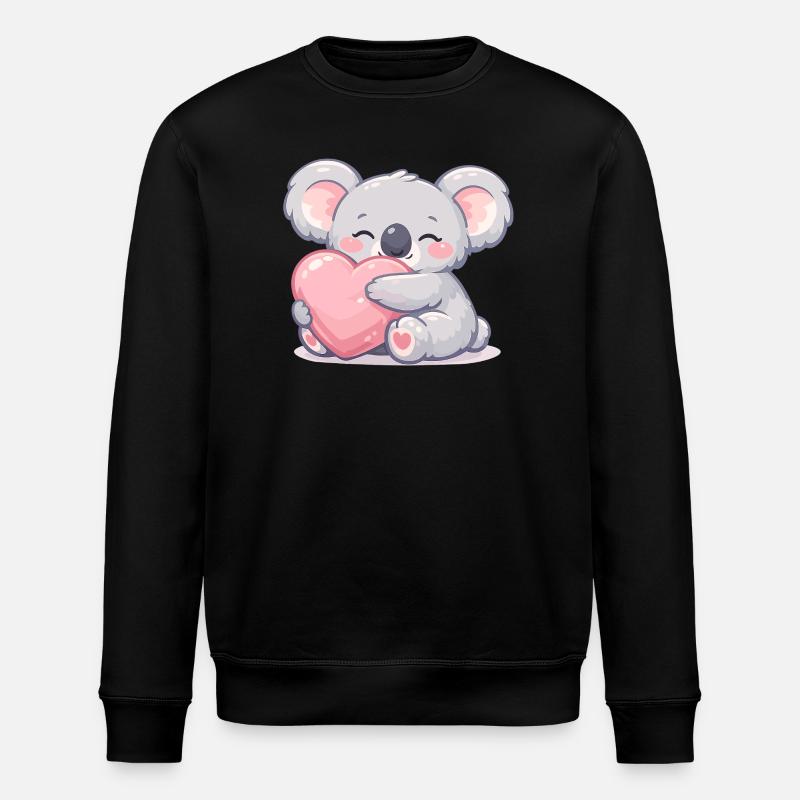 Kleiner Koala kuschelt Herz - Stanley/Stella Unisex Bio-Sweatshirt ROLLER - Schwarz