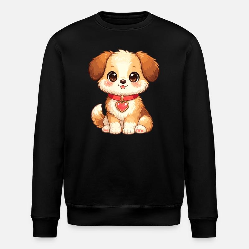 Kuschelhund mit Herzanhänger - Stanley/Stella Unisex Bio-Sweatshirt ROLLER - Schwarz