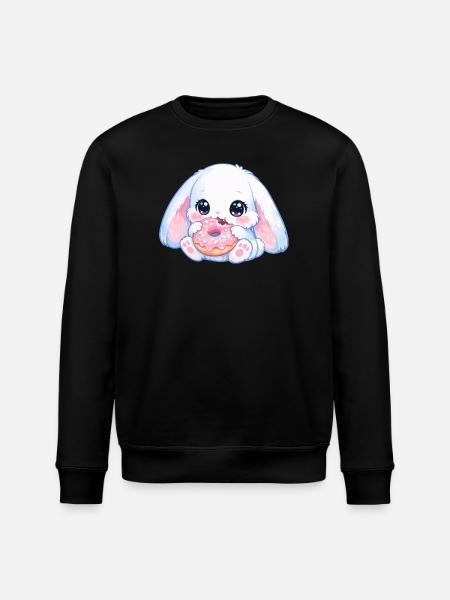 Kawaii bunny with donut - Stanley/Stella ROLLER Unisex Organic Sweatshirt - black