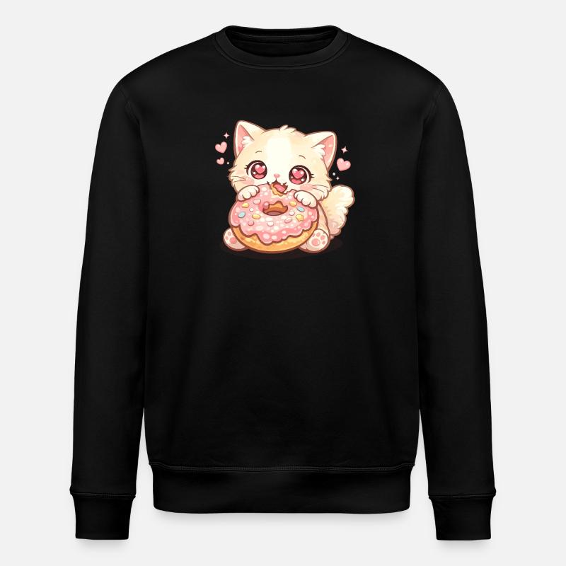 Chaton avec un donut - Sweat bio ROLLER Stanley/Stella Unisexe - noir