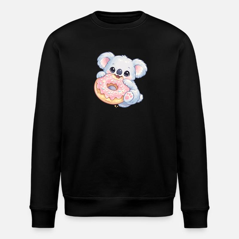 Koala câlin avec un donut - Sweat bio ROLLER Stanley/Stella Unisexe - noir