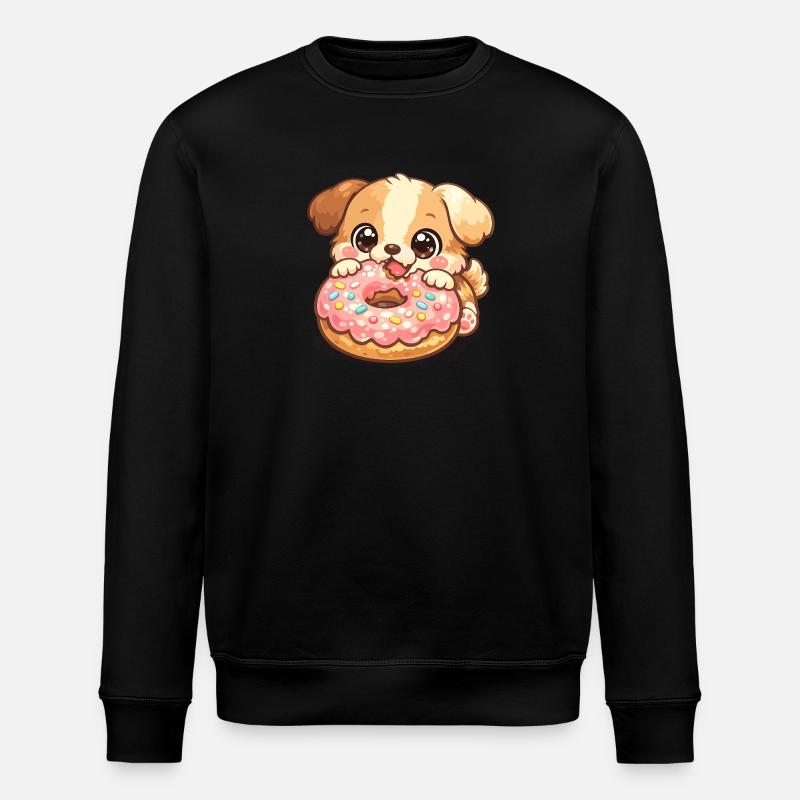 Petit chien et beignet - Sweat bio ROLLER Stanley/Stella Unisexe - noir