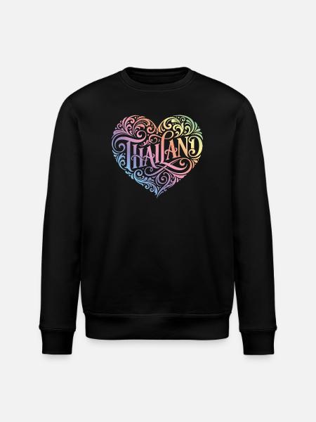Thailand Herz Bunt - Stanley/Stella Unisex Bio-Sweatshirt ROLLER - Schwarz