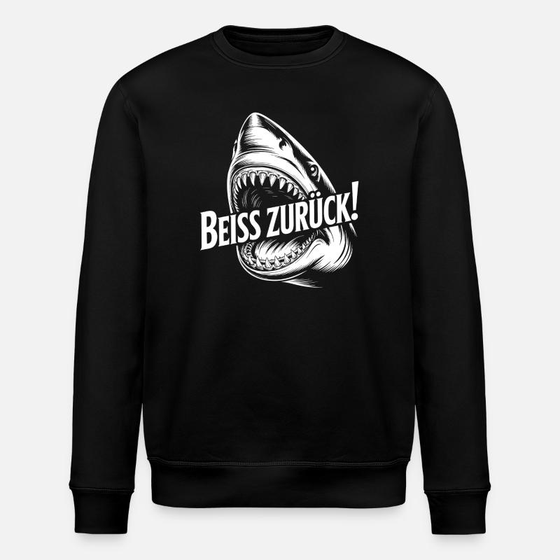 Beiss Zurück Hai Grafik - Stanley/Stella Unisex Bio-Sweatshirt ROLLER - Schwarz