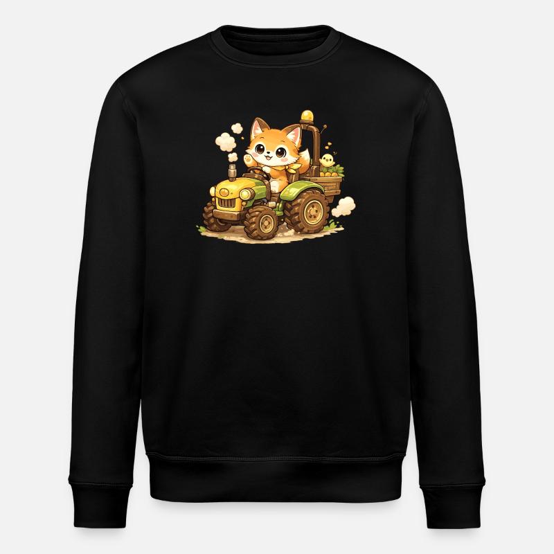 Fuchs auf dem Traktor - Stanley/Stella Unisex Bio-Sweatshirt ROLLER - Schwarz