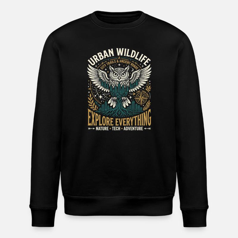 Urban Wildlife Owl - Stanley/Stella Unisex Bio-Sweatshirt ROLLER - Schwarz