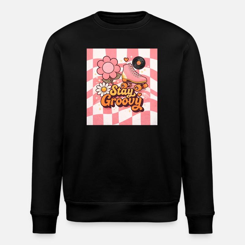 Rosa Retro-Rollschuhe - Stanley/Stella Unisex Bio-Sweatshirt ROLLER - Schwarz