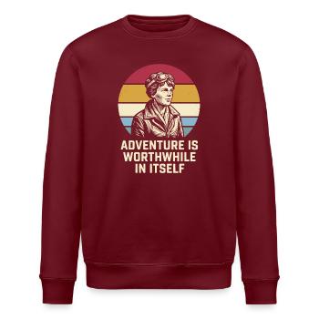 Amelia Earhart Das Abenteuer ist lohnenswert - Stanley/Stella Unisex Bio-Sweatshirt ROLLER - Burgunderrot - Vorne - Nik (191cm)