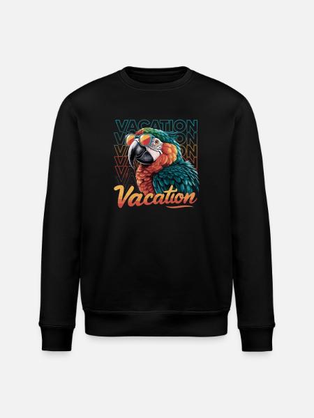 Parrot holiday adventure with summer glasses - Stanley/Stella ROLLER Unisex Organic Sweatshirt - black