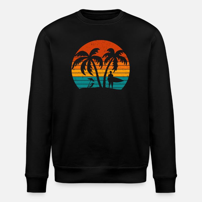 Surf Retro Surfer Sunset - Sweat bio ROLLER Stanley/Stella Unisexe - noir