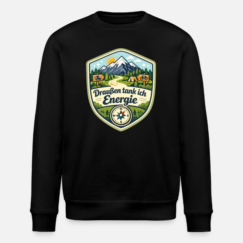 Draußen tank ich Energie - Stanley/Stella Unisex Bio-Sweatshirt ROLLER - Schwarz