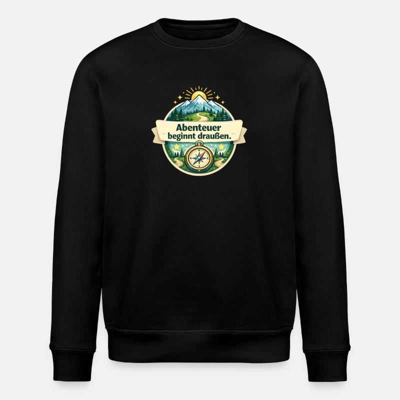 Abenteuer beginnt draußen – Naturkompass - Stanley/Stella Unisex Bio-Sweatshirt ROLLER - Schwarz