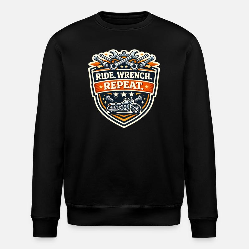 Ride Wrench Repeat Motorrad Patch - Stanley/Stella Unisex Bio-Sweatshirt ROLLER - Schwarz