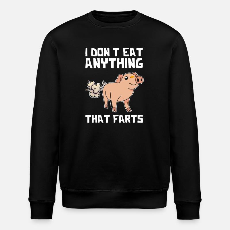 Pig Fart Pun Tee - Stanley/Stella ROLLER Unisex Organic Sweatshirt - black