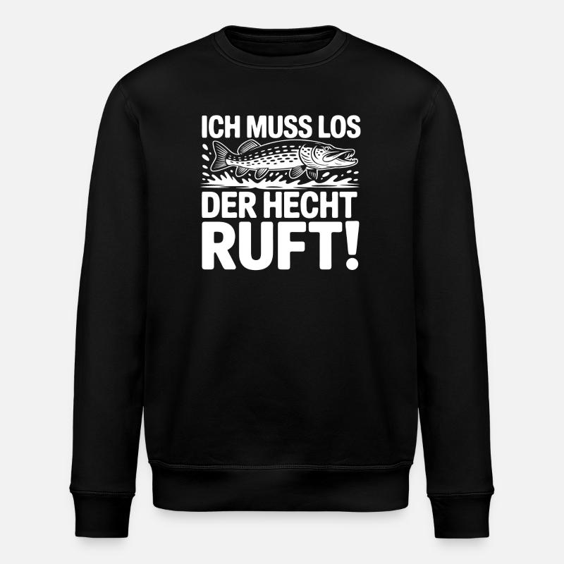 Angler Spruch Hecht - Stanley/Stella Unisex Bio-Sweatshirt ROLLER - Schwarz